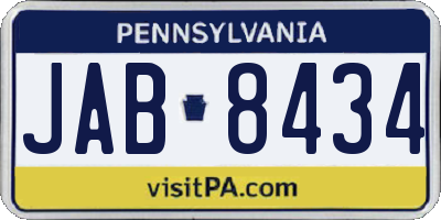 PA license plate JAB8434