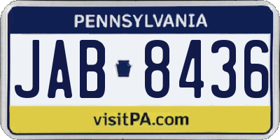 PA license plate JAB8436