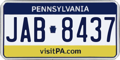 PA license plate JAB8437