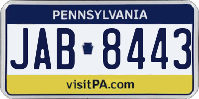 PA license plate JAB8443