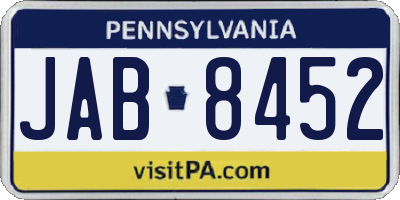 PA license plate JAB8452