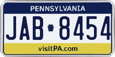 PA license plate JAB8454