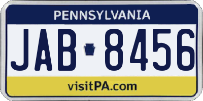 PA license plate JAB8456