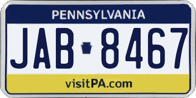 PA license plate JAB8467