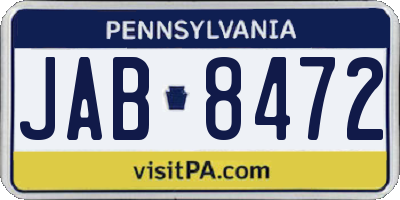 PA license plate JAB8472