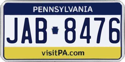 PA license plate JAB8476