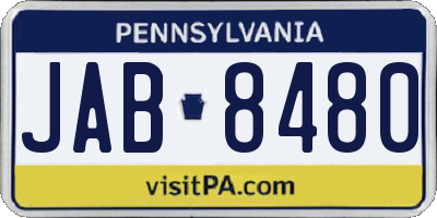 PA license plate JAB8480