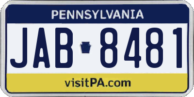 PA license plate JAB8481