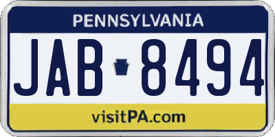 PA license plate JAB8494