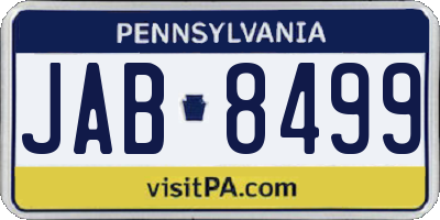 PA license plate JAB8499