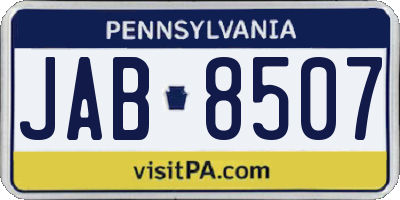 PA license plate JAB8507