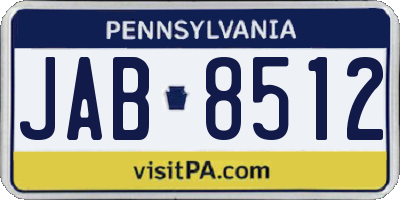 PA license plate JAB8512