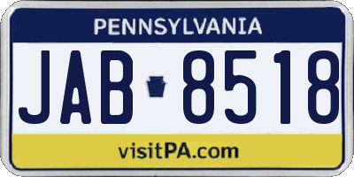 PA license plate JAB8518