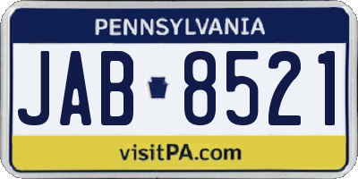 PA license plate JAB8521