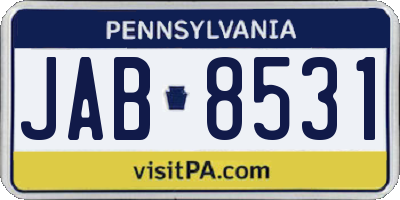 PA license plate JAB8531