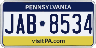 PA license plate JAB8534