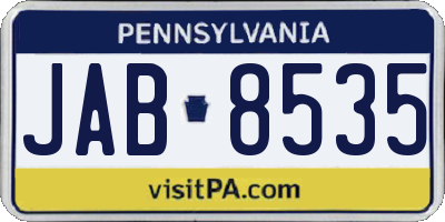 PA license plate JAB8535