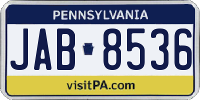 PA license plate JAB8536