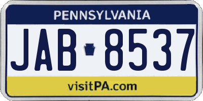 PA license plate JAB8537