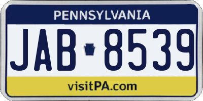 PA license plate JAB8539