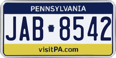 PA license plate JAB8542