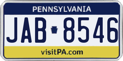 PA license plate JAB8546