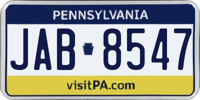 PA license plate JAB8547