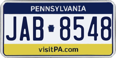 PA license plate JAB8548