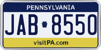 PA license plate JAB8550