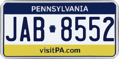 PA license plate JAB8552