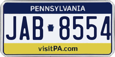 PA license plate JAB8554