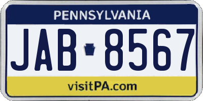 PA license plate JAB8567