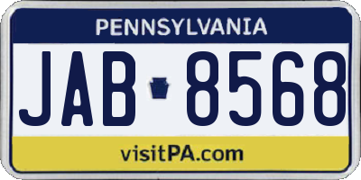 PA license plate JAB8568