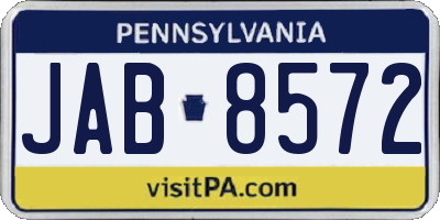 PA license plate JAB8572