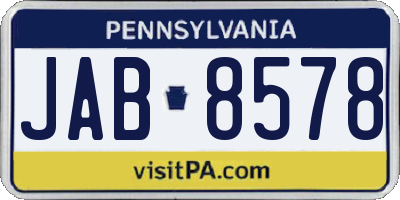 PA license plate JAB8578