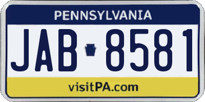 PA license plate JAB8581