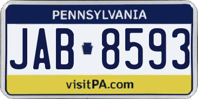 PA license plate JAB8593