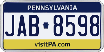 PA license plate JAB8598