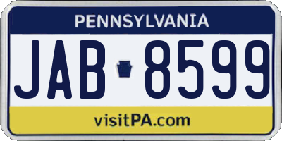 PA license plate JAB8599