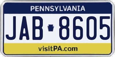 PA license plate JAB8605