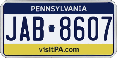 PA license plate JAB8607