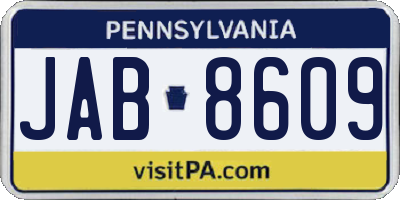 PA license plate JAB8609