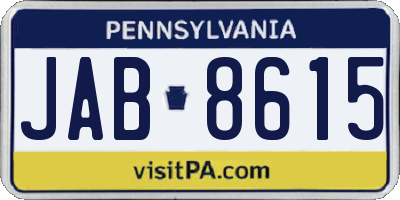 PA license plate JAB8615