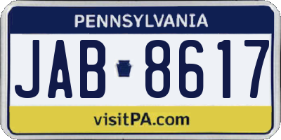 PA license plate JAB8617