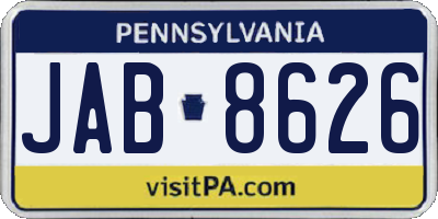 PA license plate JAB8626