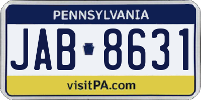 PA license plate JAB8631