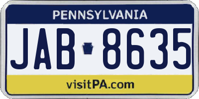 PA license plate JAB8635