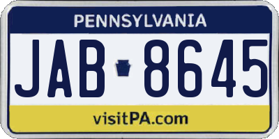 PA license plate JAB8645