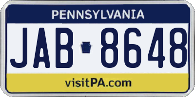 PA license plate JAB8648