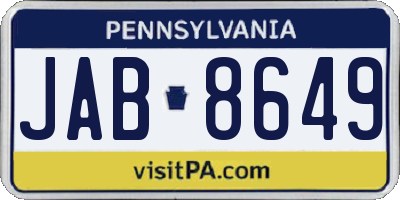 PA license plate JAB8649